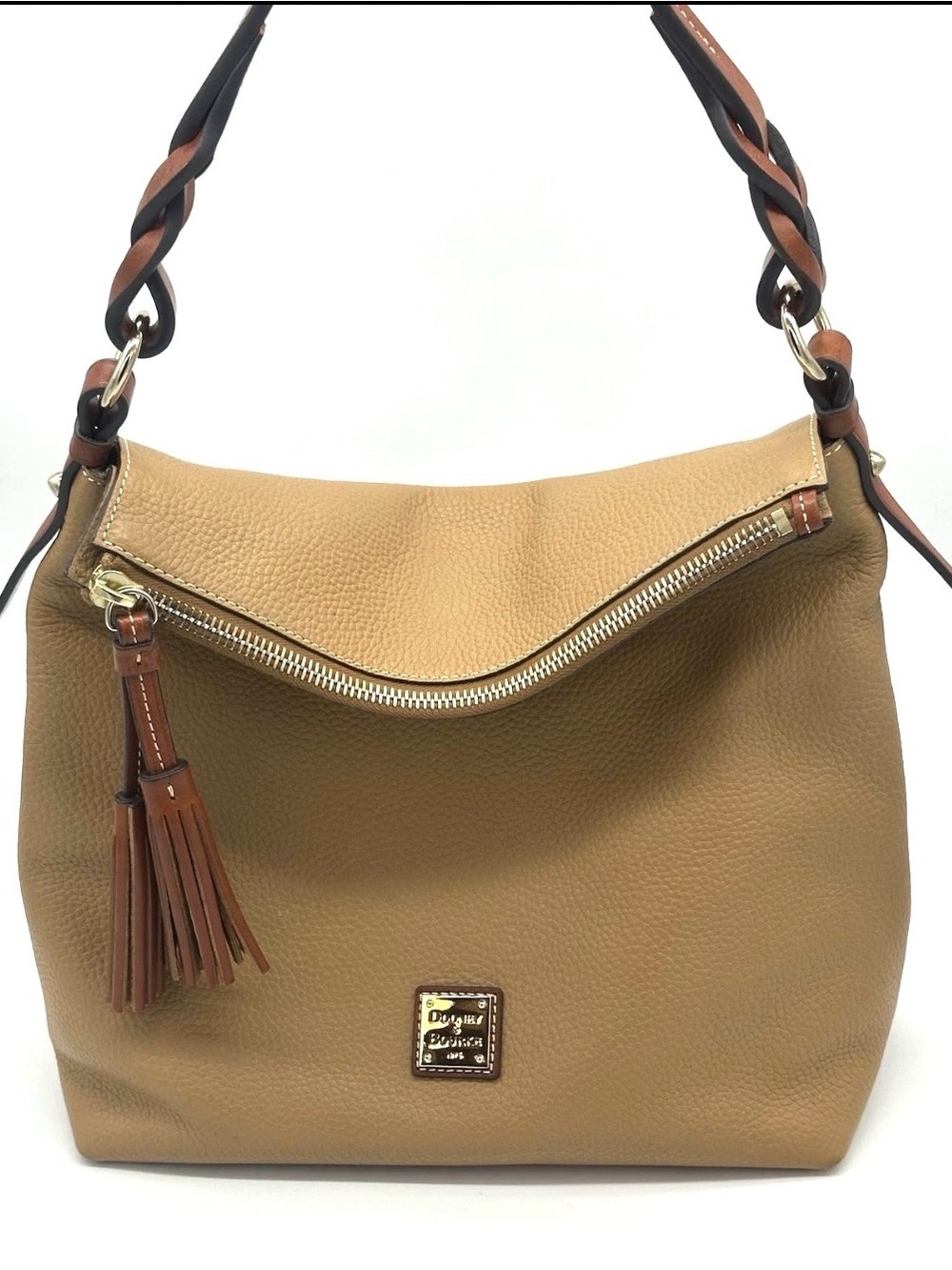 Dooney & Bourke Small Sloan Leather Hobo w/ Braided Twist Strap Tassel